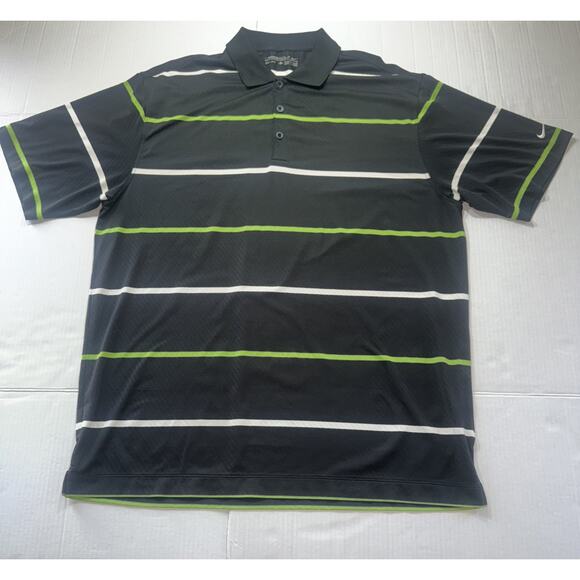 Nike Other - Nike Golf SS Men's Polo Shirt Dri-Fit Striped Black Large Multicolor Stripes